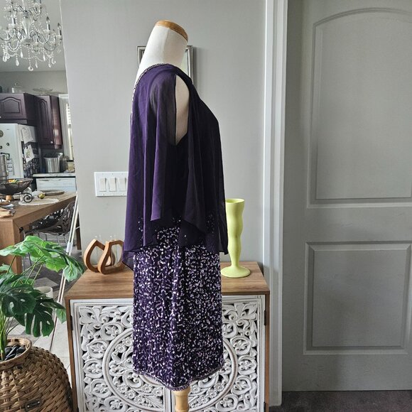 NWT J Kara Women's Caplet Short Cocktail Beaded Dress, sz 14 - Picture 7 of 8